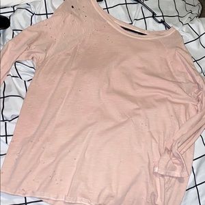 Purposely Distressed Pink Long Sleeve